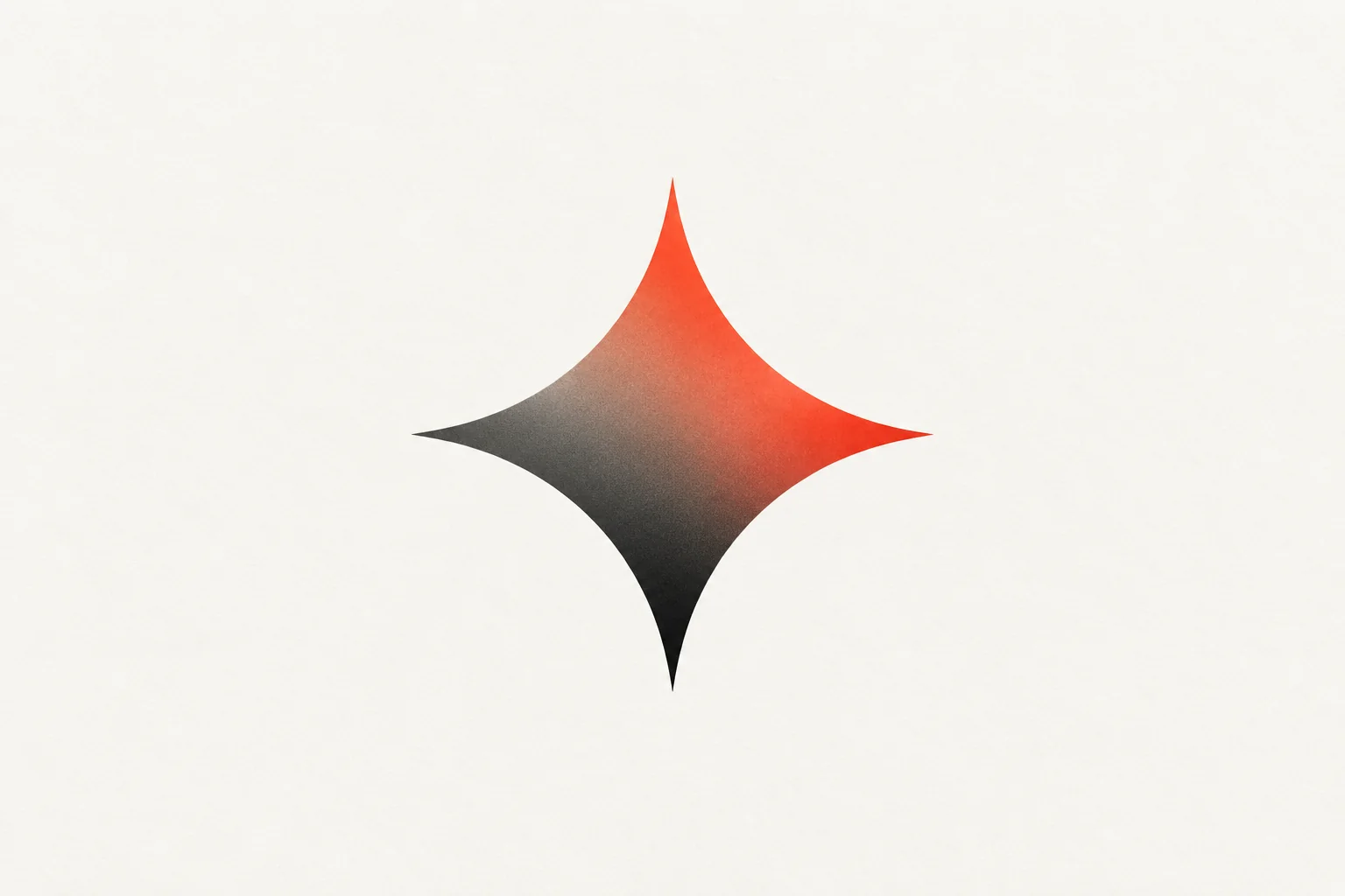 Coral and graphite sparkle symbol on light paper.